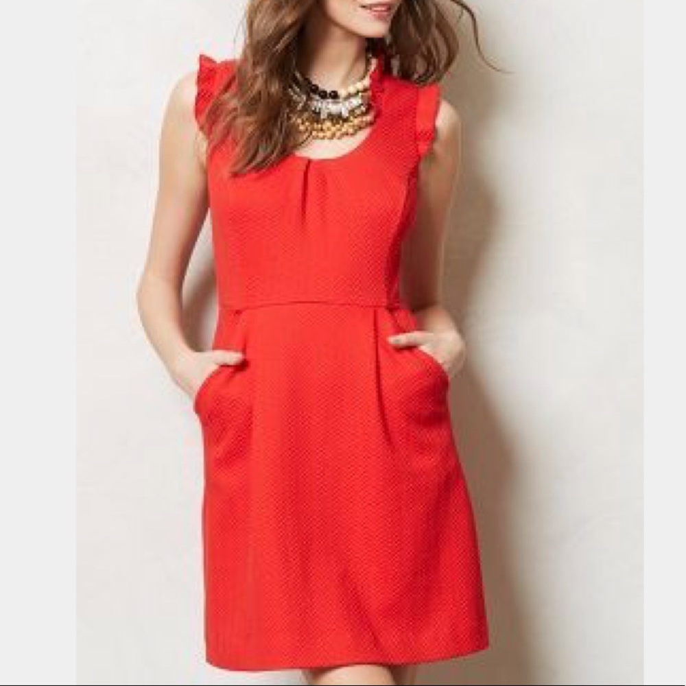 Anthropologie Red Tabitha Cherie Dress